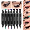 ONarisae Eyeliner Stamp Double-sided Liquid Winged Eyeliner Pencil Smudgeproof Long Lasting Black