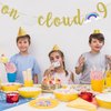 On Cloud 9 Banner 9th Birthday Party Decorations Rainbow Sign 9 Year Old Birthday Supplies for Girl Gold Glitter