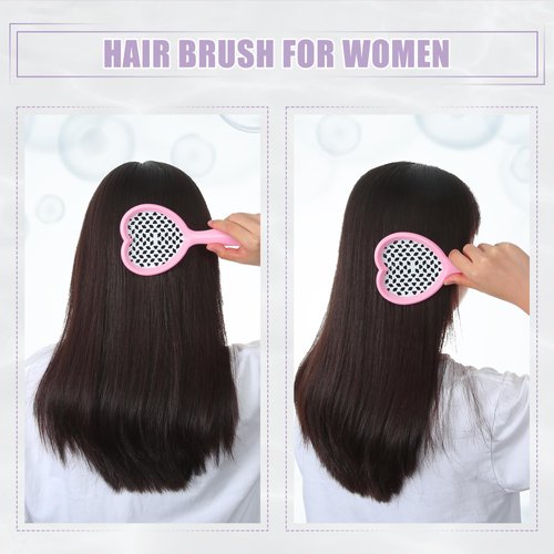 VOCOSTE Vent Hair Brush, Detangling Brush for Women and Men, Travel Wet Hair Brush, for Curly Straight Wavy Hair, Barber Brush Tools, Heart Shape Pink