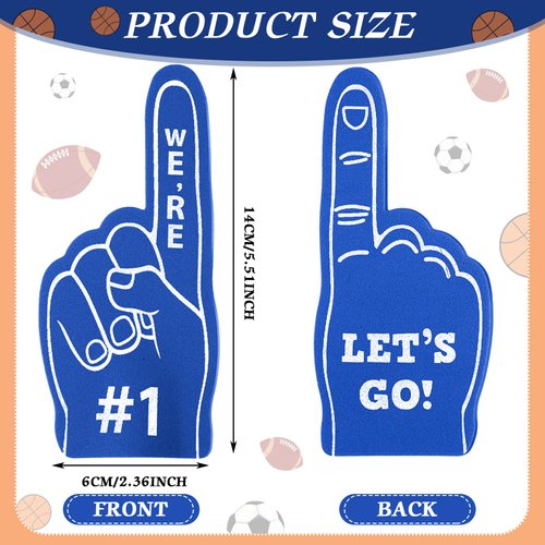 Sinmoe 24 Pcs Sports Fan Foam Finger Mini Foam Fingers Foam Hand Foam Finger 1 for Sports Themed Birthday Party Supplies Sport Events Baseball Basketball Soccer Team Gifts (Dark Blue)