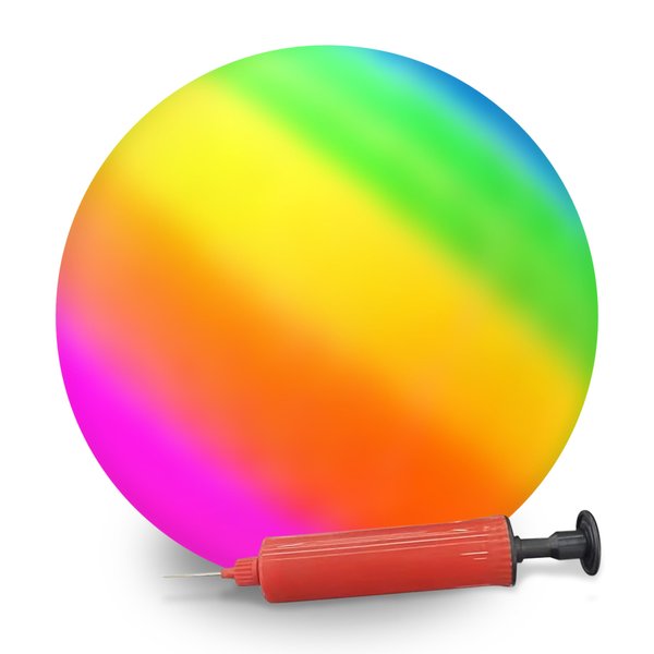 Playbees Rainbow Playground Ball for Kids with Hand Pump 16 Inches Ball for Backyard Dodgeball Kick Balls Handball for Indoor & Outdoor Game Ball Beach Balls for Summer Perfect for Kids and Adults