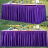 Partisky Purple Polyester Table Skirt for Rectangle Tables 6ft, Wrinkle Resistant Pleated Ruffle Table Cloth for Banquet Wedding Trade Baby Shower Display Gift Dining Table