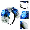 Day of The Dead Headpiece Halloween Costume Mexican Headband Rose Flower Crown Dia de Los Muertos Headpiece for Halloween Carnival Wedding Festival Sapphire Random Color