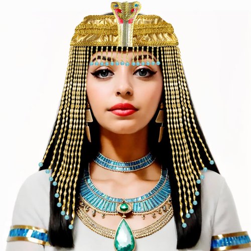 Cleopatra Headpiece Egyptian Headpiece for Women Egyptian Costume Accessories Beaded Headdress Cleopatra Costume Hat Cleopatra's Headdress Jewelry for Cosplay Party Carnival Halloween Gold Color