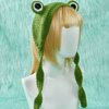 ClawsandPaws Crochet Frog Headband, Green Beanie Cap, Cute Animal Hairband, Anime Cartoon Frog Aesthetics, Grunge Punk Frog, Size 9.3inch x 16.5inch, Hand Wash Only, Unisex, Green