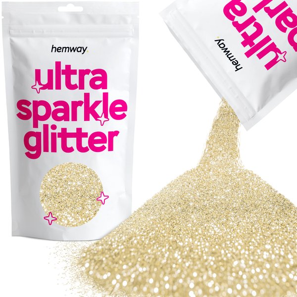 Hemway Premium Multi Purpose Glitter Dust Powder 100g / 3.5oz Arts & Crafts Wine Glass Decoration Weddings Cards Flowers Cosmetic Face Eye Body Nails Skin Hair (Champagne)