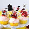 25PCS Born To Rock N And Roll Rocks Happy Birthday Cake Topper Cupcake Toppers Party Themed Table Decorations Favors Supplies Decor Music Notes 50s 60s for Kids Adults Boys Girls Teen Rewards Carnival