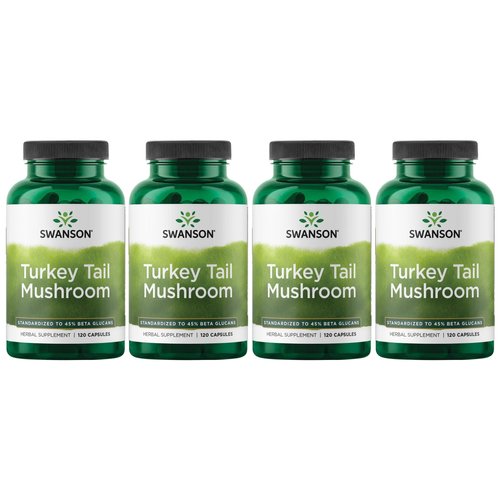 Swanson Turkey Tail Mushroom - Herbal Supplement - Natural Formula - (120 Capsules, 500 mg) (4 Pack)