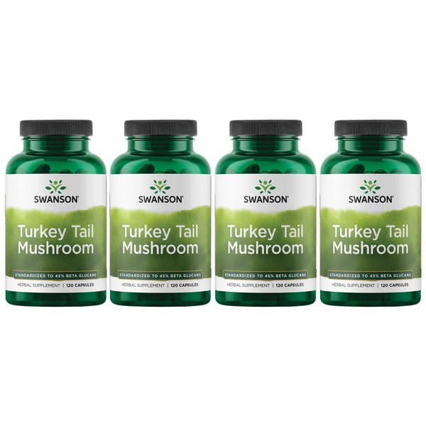 Swanson Turkey Tail Mushroom - Herbal Supplement - Natural Formula - (120 Capsules, 500 mg) (4 Pack)