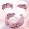 Chuangdi 4 Pieces Wide Knotted Headbands Knot Hairband Solid Color Plain Headband Knot Turban Headband Twist Turban Headwrap Yoga Hair Band Elastic Hair Accessories for Women
