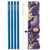 LAST STRAW Geometric Roll Bag Collection – Stainless Steel Purple Cocktail Straws and Brush in a Geometric Rollbag. 7.5" in length, 8mm in width.