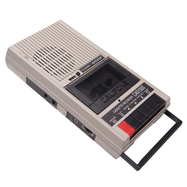 Califone CAS1500 Cassette Player/Recorder, Built-in Microphone, AC/DC Power, 1/4" Headphone Jack