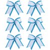8 Inch 2 Colors Cheerleader Bows 2 Layers 6 Pcs Ponytail Holder Cheerleading Bows Hair Elastic Hair Tie (Light blue/White)