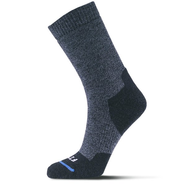FITS Medium Hiker Crew Sock for Men and Women, Merino Wool, Cushion, Breathable, Odor Resistant, Lightweight Hiking Sock, Navy, Small