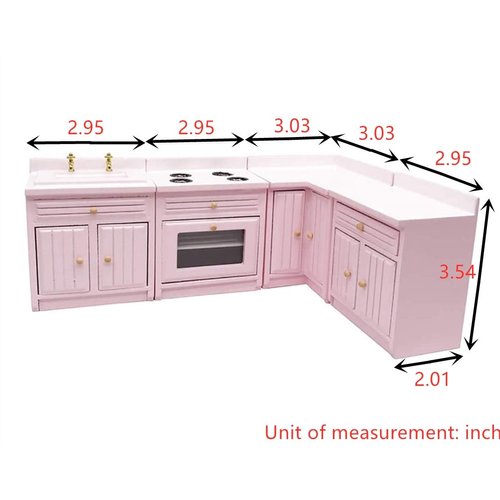 SXFSE Dollhouse Decoration Accessories,1:12 Dollhouse Miniature Furniture Wooden Kitchen Cabinet Set Freely Combined (White)