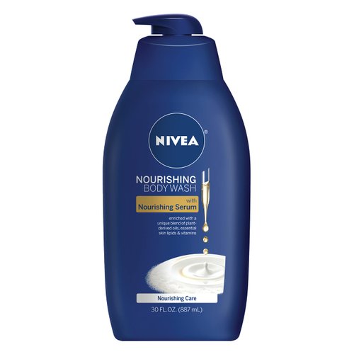 NIVEA Nourishing Care Body Wash with Nourishing Serum, 30 Fl Oz Pump Bottle