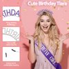 Birthday Sash Birthday Crown for Women, Birthday Girl Sash, Birthday Girl Crown, Purple Birthday Sash and Crown Rhinestone Headband Set, Happy Birthday Girl Princess Tiara Sash Accessories Gifts
