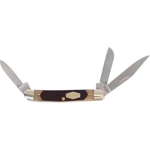 Old Timer 108OT Junior 4.7in S.S. Traditional Folding Knife with 2in Clip Point Blade and Sawcut Handle for Outdoor, Hunting, Camping and EDC