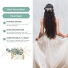 Bride Wedding Hair Accessories: Pearl Flower Hair Comb Rhinestone Hair Piece Bridal Headpiece for Women and Girls, Green