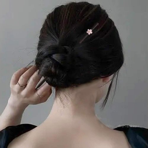 Pokinge 5pcs Small Flower Wooden Hairpin Classic Chinese Hanfu Hair Sticks Elegant Hair Clasp Vintage Headdress Women Hair Sticks Vintage Disk Hair Hairpins