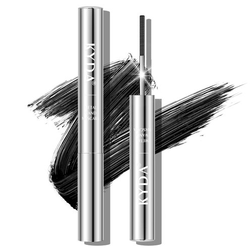 FREEORR Washable Metal Iron Wand Rod Mascara Black, Curling Iron Wand 3D Mascara Non-Clumping, Smudge-Proof Extra Slim Mascara with Metal Rod Wand Curling Eyelash Iron Brush Wand Mascara-Black