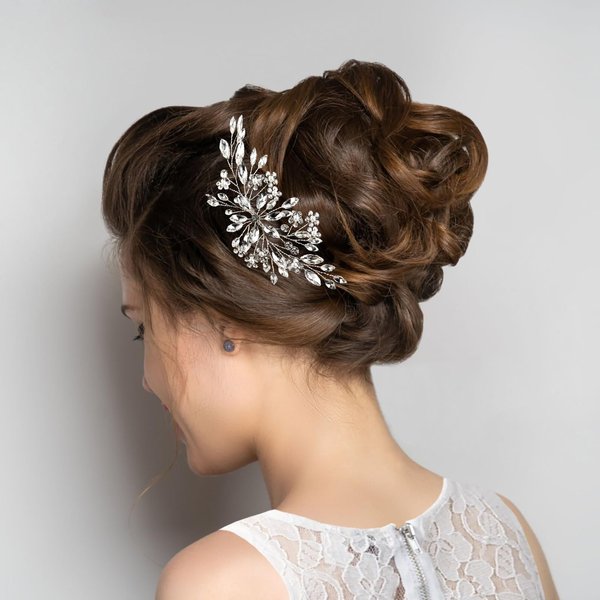 Rhinestone Bride Hair Comb Handmade Wedding Hair Accessories Pearl Side Combs for Women and Girls