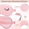 2 Pieces Cute Sleep Eye Masks for Kids Silk Sleep Eye Cover Cute Lightweight Adjustable Eyeshade Mask Satin Night Eyeshade Covers with 2 Pieces Storage Bag(Over 12 Years,Pink)