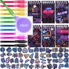 Winrayk 74Pcs Glow in the Dark Party Favors Neon Birthday Supplies Invisible Ink Pen Mini Notebook Neon Stickers Pinata Filler Goodie Bag Stuffers Prize Girls Boys Kids Glow in the Dark Party Supplies