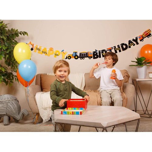 Construction Birthday Party Supplies Banner | Baby Boy Toddler Kids Birthday Truck Decorations - Huge 8-feet Long Under Construction Decor - The Perfect Decoration for your Party