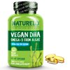 NATURELO Vegan DHA - Omega 3 Oil from Algae - Supplement for Brain, Heart, Joint, Eye Health - Provides Essential Fatty Acids for Women, Men and Kids - Complements Prenatal Vitamins - 60 Softgels