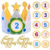 HexinYigjly Children's birthday crowns, changeable numbers 0-9, 3D stickers, fabric crown gifts for boys and girls, party decorations (yellow)