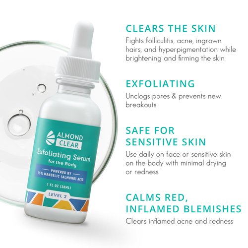 Body Clearing Serum [4 Fl Oz] Level 2 Acne Serum - Advanced Formula for Body Acne, Folliculitis, Back, Butt, Chest, Thighs, Shoulders - Mandelic Acid