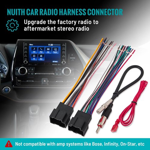 NuIth Radio Wiring Harness with Antenna Adapter Fits for Selected Chevrolet/GMC/Buick 2006-2017, Stereo Installation Wire Harness Allow Aftermarket Radio Connect to Factory AMP System