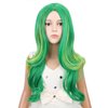 WAVELNM Kids Green Wig Child Green Mixed Yellow Wavy Curly Long Wig Girls Middle Part Synthetic Long Wigs with Wig Cap