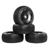 RC Station 4PCS Preglued 17mm hex Wheels and Tires 1/8 Scale RC Buggy RC Tires and Wheels with Foam Inserts 1/8 RC Buggy Tires and Wheels for Typhon, Redcat, Team, Losi, HPI, HPS, 4PCS-Black