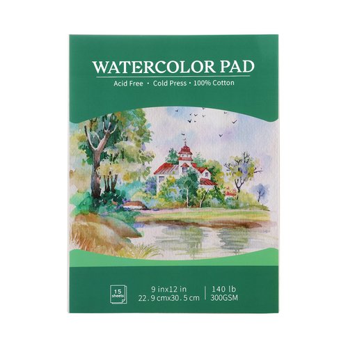 Watercolor Paper Pad 9 x12, 140 lb/300 GSM Cold Press Watercolor Paper Water Color Pad Watercolor Sketchbook for Art Painting, Drawing, Mixed Media