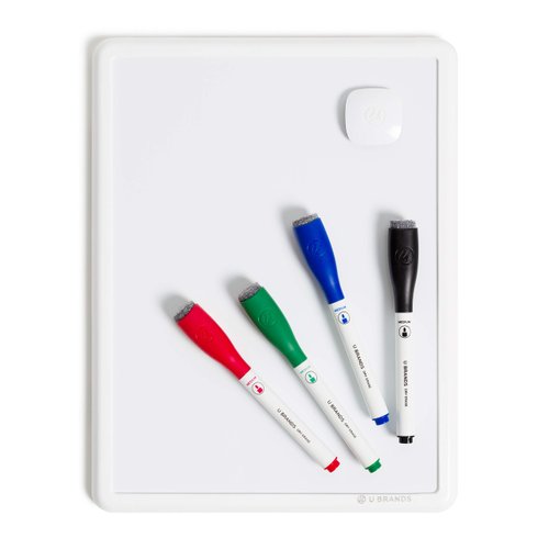 U Brands Contempo Magnetic Dry Erase Board Kit, 8.5”x11”, White Modern Frame, includes 4 Markers and Magnet