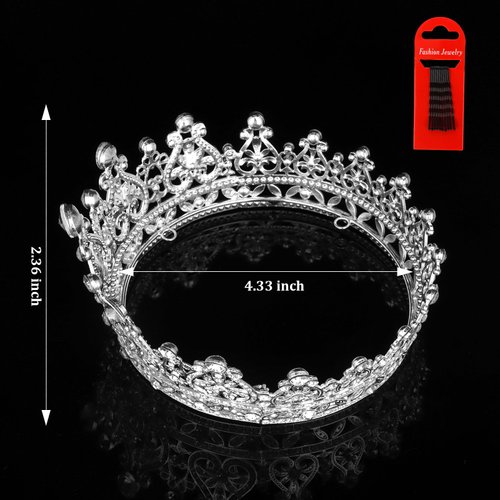 YARIEW Small Silver Crystal Crown for Little Girls Flower Bouquets Accessories Rhinestones Wedding Cake Topper Birthday Crown for Kids Cake Decorations