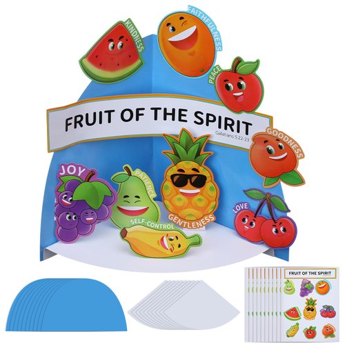 24 Sets Fruit of The Spirit Craft Kit, Sunday School VBS 3D Tabletop Display Crafts Religious Bible Punch Out Paper Christian Crafts for Home Sunday School Classroom Activities