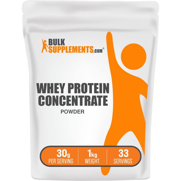 BULKSUPPLEMENTS.COM Whey Protein Concentrate Powder - Protein Powder Unflavored, Flavorless Protein Powder, Whey Protein Powder - Pure Protein Powder, 30g per Serving, 1kg (2.2 lbs)