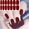WOKOTO 20 Sheets Red Series Solid Color Full Nail Wraps with Nail File Self-Adhesive Nail Stickers Real Nail Polish Strips for Women Nails Art