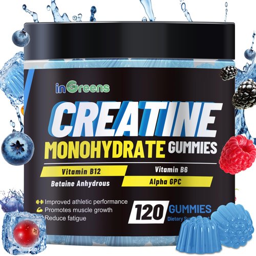 inGreens Creatine Monohydrate Gummies 6g for Men & Women, Potent Creatine Supplement, Chewables Creatine for Energy Boost, Increase Strength and Build Muscle, Gluten-Free, Sugar Free,120 Count
