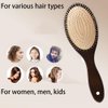 Wooden Paddle Hair Brush with Metal Bristle, Anti-frizz Metal Detangling Brush Styling Hairbrush Comb for Curly Fine Wavy Straight Hair, Scalp Massage Brush, Wet or Dry Use