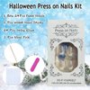 24Pcs Short French Tip Press on Nails Christmas Fake Nails with Snowmen Snowflake Glitter Designs Winter False Nails Glossy White Nail Tips Glue on Nails for Women DIY Christmas Acrylic Nails