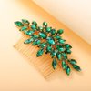 Teyglen Crystal Bride Wedding Hair Comb Full Rhinestone Side Comb Bridal Red Green Black Crystal Hair Pieces Hair Accessories for Bride Women Girl (Green)
