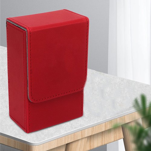 Tarot Storage Box, Portable Playing Card Box, PU Leather Tarot Card Holder Storage Case Tin with Sun Moon Design for Fortune Telling Cards (Red)