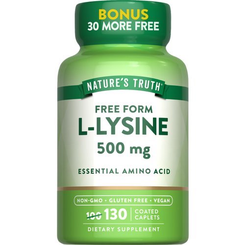 Nature's Truth L-Lysine 500mg | 130 Caplets | Free Form | Essential Amino Acid | Non-GMO & Gluten Free Supplement