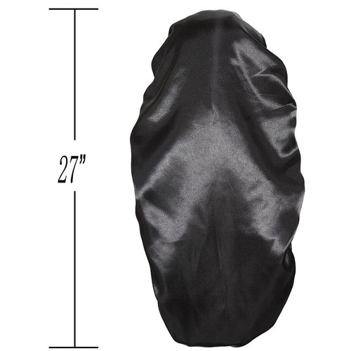 2 Pcs Hair Bonnets for Women Satin, Black Leopard Soft Elastic Band Silky Sleeping Cap Big Bonnets for Women Bonnet for Braids