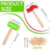 10Pcs Hammer Toys with 100Pcs Small Wooden Hammer Simulation Fake Hammer Maintenance Tools,Toy Hammer Plastic Toddler Claw Hammer Portable Toys Pretend Play Fake Mallet Hammer for Boys Girls