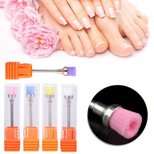 FILFEEL 5pcs Nail Dust Cleaning Brush, Nail Polish Grind Drill Clean Brush Head for Electric Nail Drill Machine Nail Dust Remover Accessory Tool